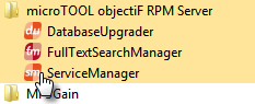 Mausklick auf Service Manager in der Programmgruppe microTOOL objectiF RPM Server