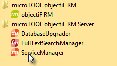 Aufruf des objectiF RM Service Managers über die Windowskonsole