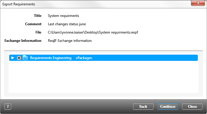 ReqIF – Choose requirements for export › microTOOL Hilfeseiten