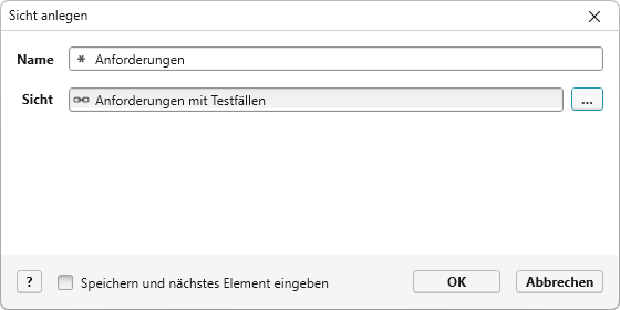 Sicht für ein Dashboard anlegen Sicht für ein Dashboard anlegen