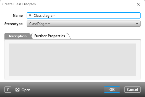 Dialog: Create Class Diagram