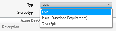 Jira-Typ Epic hat keine Zuordnung, Jira-Typ Issue und Task sind gemappt