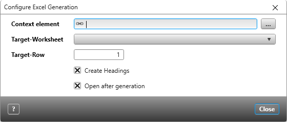 Configure Excel Generation