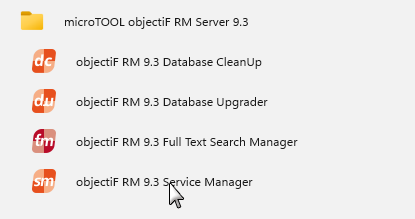 Aufruf des objectiF RM Service Managers über die Windowskonsole Aufruf des objectiF RM Service Managers über die Windowskonsole
