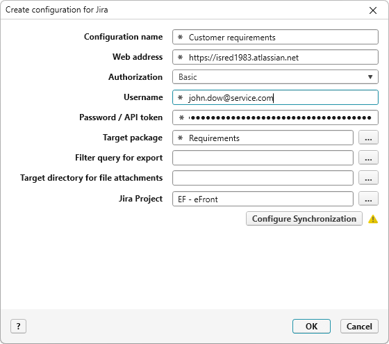 Configured interface to Jira Configured interface to Jira