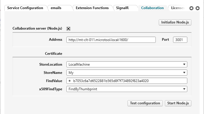 Example for certificate settings Example for certificate settings